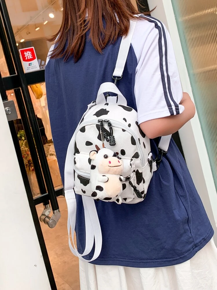 Zaino di Peluche Mucca Stampe Zainetto per Donne Ragazze