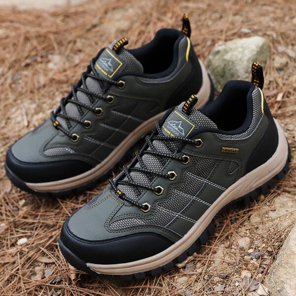 

Men Lace-up Front Hiking Sneakers, Army green