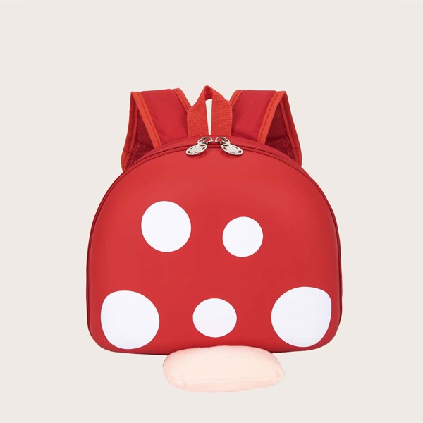 

Girls Cartoon Mushroom Design Backpack, Red