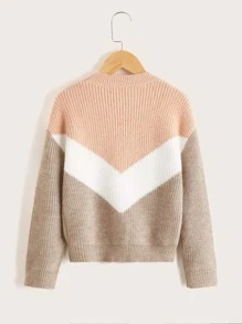 SHEIN Boys Chevron Pattern Drop Shoulder Jumper - Multicolor - View 2