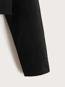 Niñas Camiseta bajo con nudo & Pantalones de rayas fruncido bajo asimétrico - Negro - Ver 6