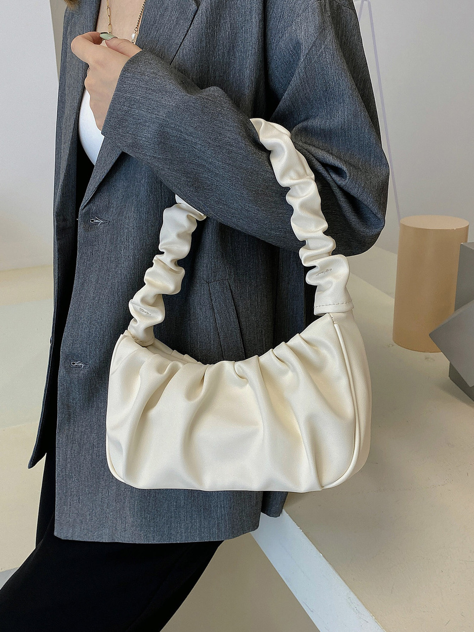 Minimalist Shoulder Ruched Bag