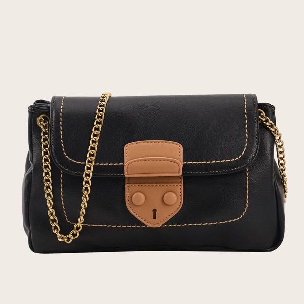 

Minimalist Flap Square Bag, Black