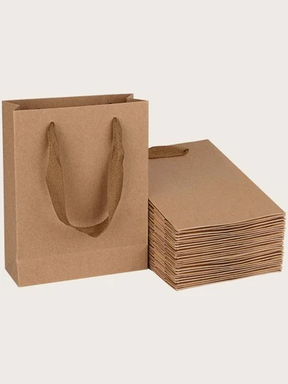 5pcs Solid Color Gift Bag, Simple Portable Paper Gift Bag For Birthday Party Valentine Day