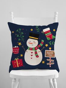 Christmas Snowman Print Cushion Cover Without Filler