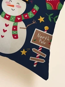 Christmas Snowman Print Cushion Cover Without Filler