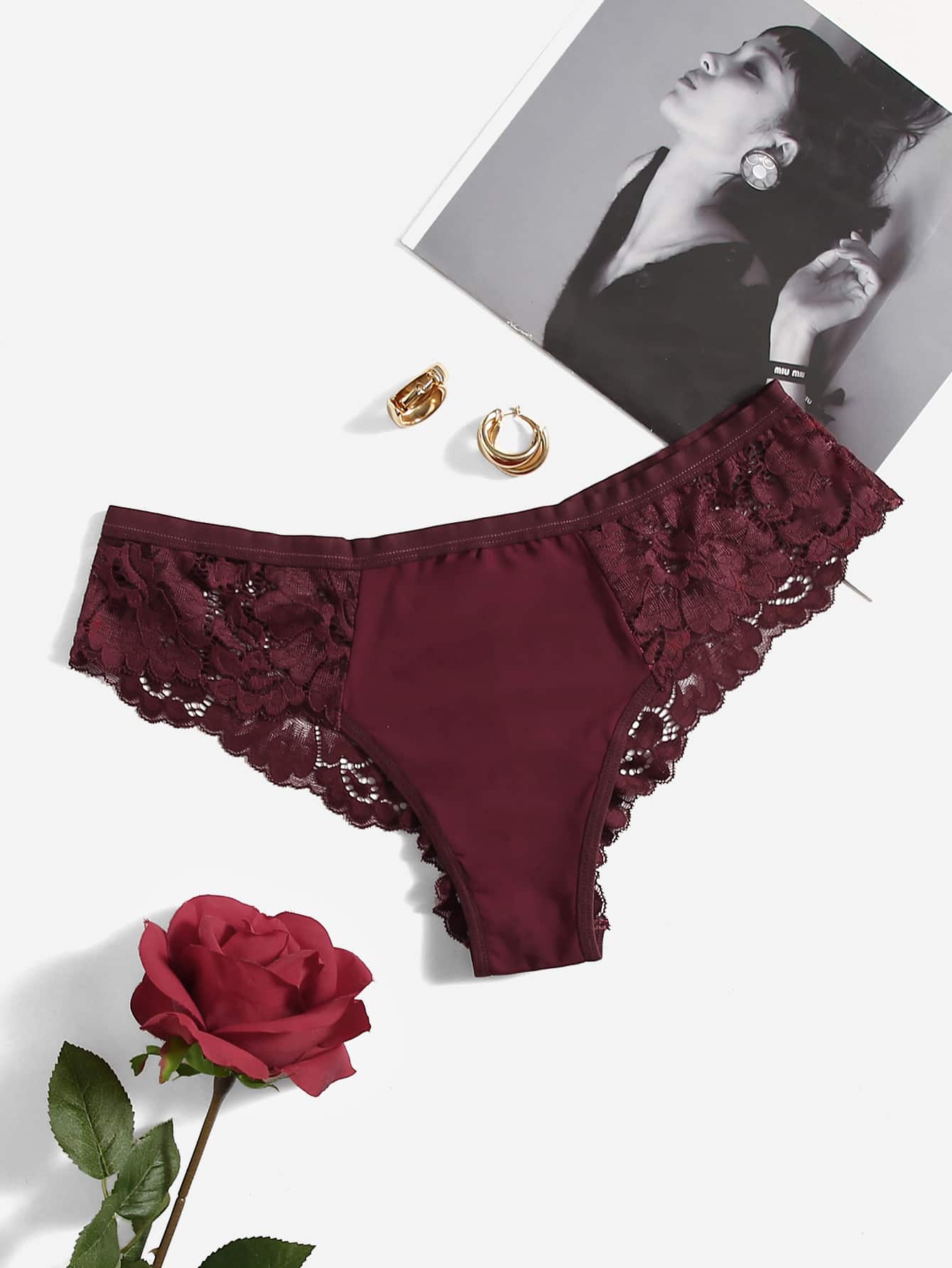 Bragas con encaje - Burdeos - Añade 1