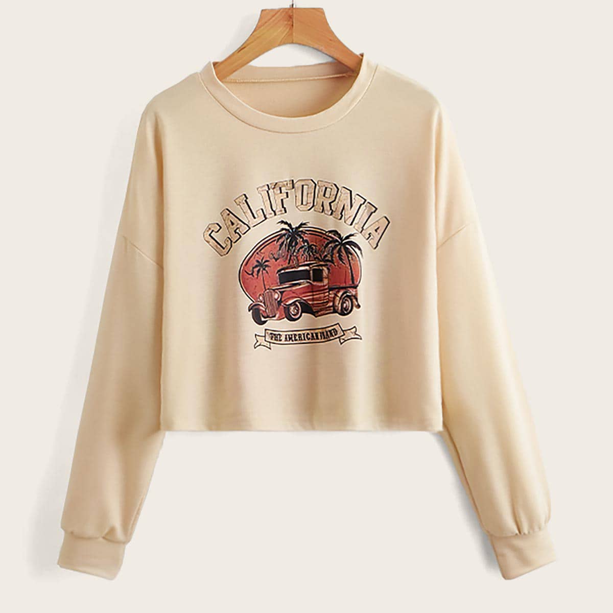 

Letter Car Graphic Crop Tee, Apricot