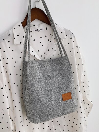 字母貼布單肩托特包