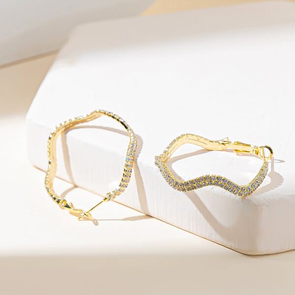 

Rhinestone Decor Hoop Earrings, Gold