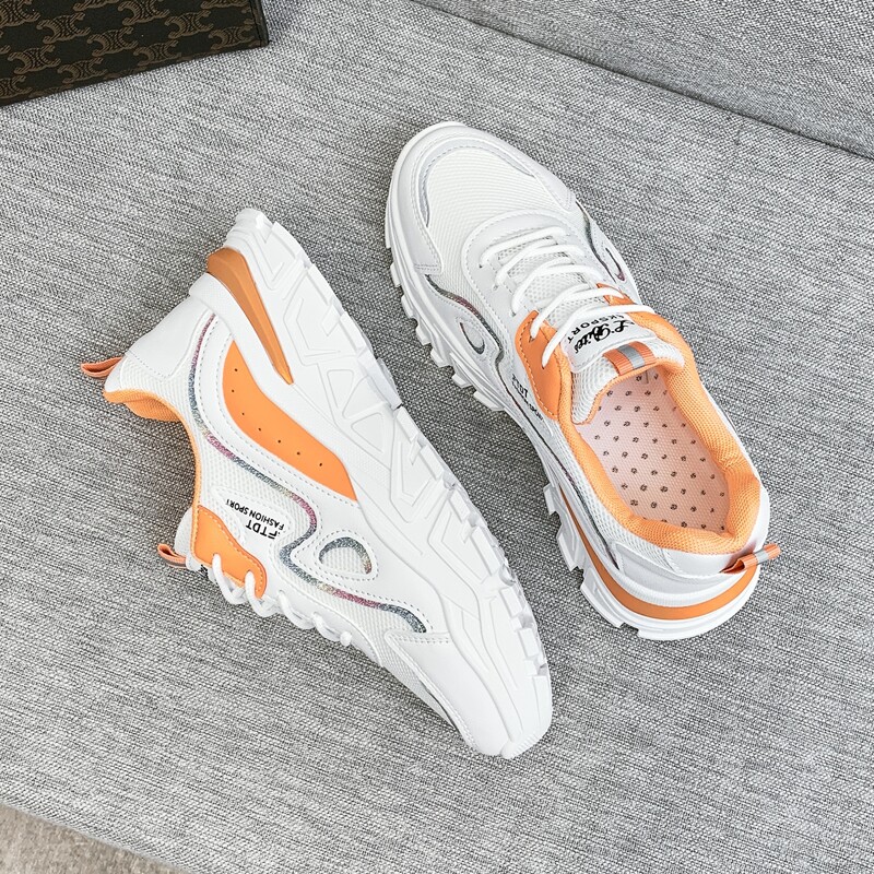 

Lace Up Front Mesh Panel Sneakers, White