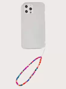 透明手機殼帶串珠手機掛繩 - 無色 - 查看 1