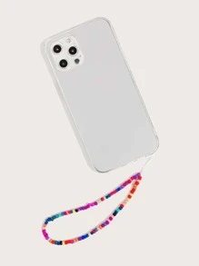 透明手機殼帶串珠手機掛繩 - 無色 - 查看 2