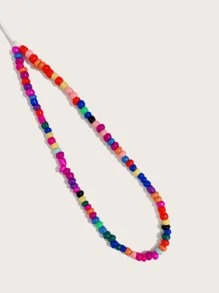 透明手機殼帶串珠手機掛繩 - 無色 - 查看 3