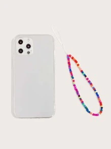 透明手機殼帶串珠手機掛繩 - 無色 - 查看 4