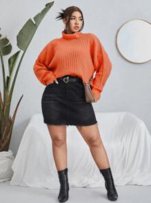 Sunspun Plus Turtleneck Drop Shoulder Sweater, For Winter Knit Pullover Fall Outfit