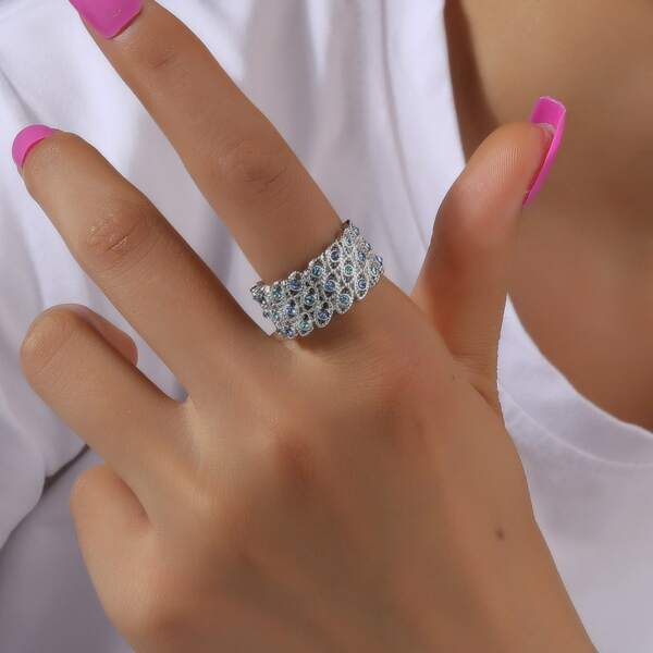 

Rhinestone Decor Ring, Silver