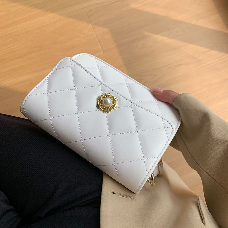

Quilted Flap Crossbody Bag, White