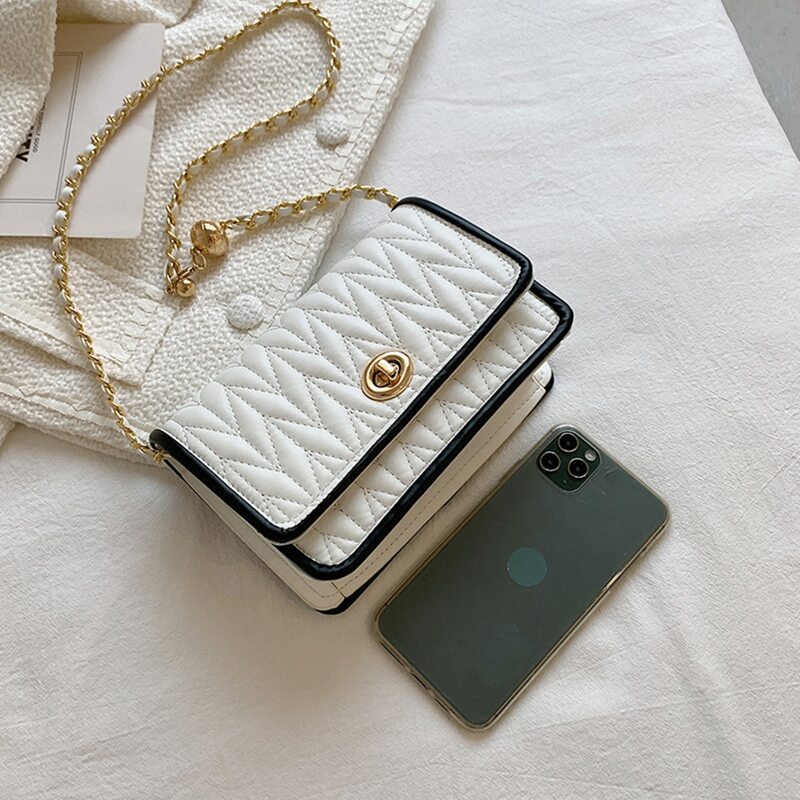 

Quilted Flap Crossbody Bag, White