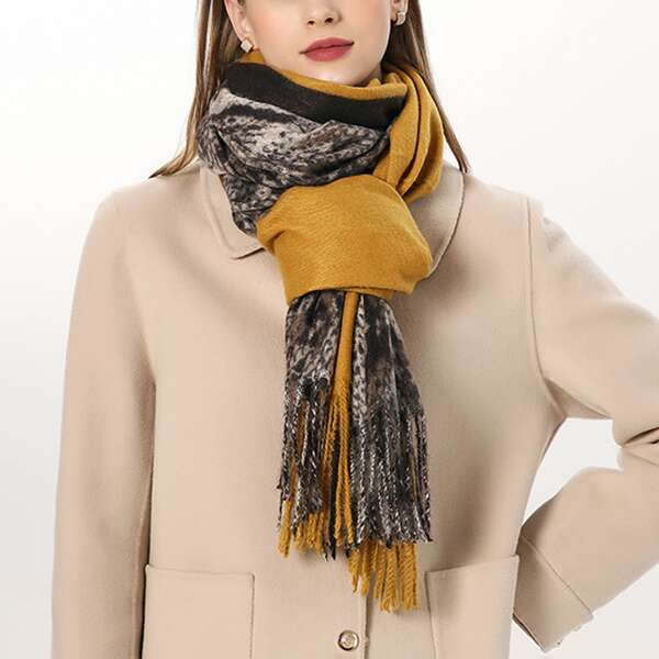 

Simple Tassel Decor Scarf, Multicolor