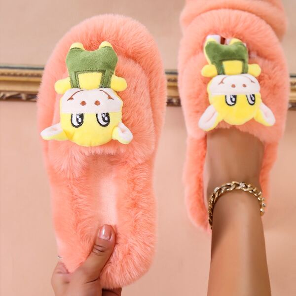 

Cartoon Decor Fluffy Novelty Slippers, Watermelon pink