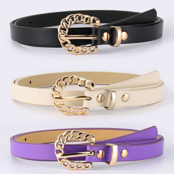 

3pcs Metal Buckle Belt & Punch Tool, Multicolor