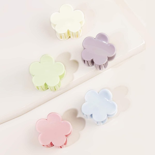 

5pcs Flower Design Hair Claw, Multicolor