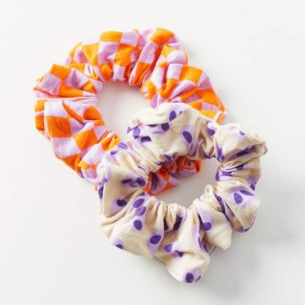 

2pcs Plaid Pattern Scrunchie, Multicolor