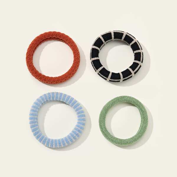

4pcs Plaid Pattern Hair Tie, Multicolor