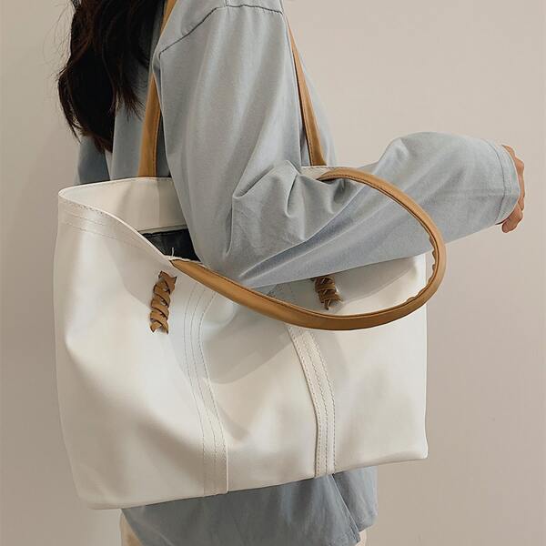 

Large Capacity Shoulder Tote Bag, White