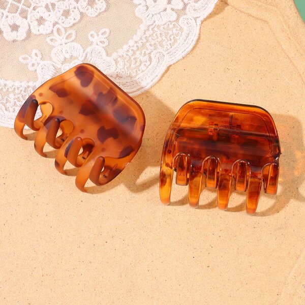 

2pcs Leopard Print Hair Claw, Multicolor