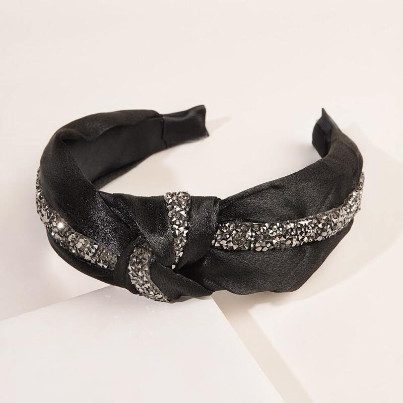 

Rhinestone Decor Knot Headband, Black