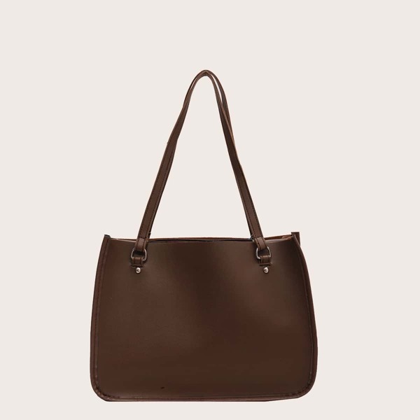 

Minimalist Shoulder Tote Bag, Coffee brown