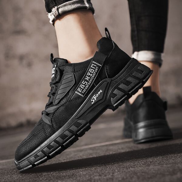 

Men Letter Graphic Lace Up Front Sneakers, Black