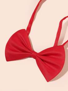 纯色领结非常适合外出和装扮，适合学校 - 紅色 - 查看 2