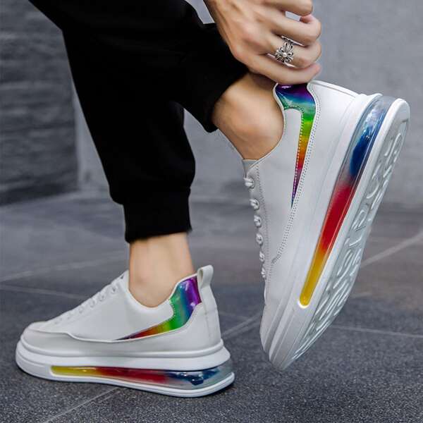 

Men Ombre Lace Up Front Skate Shoes, White