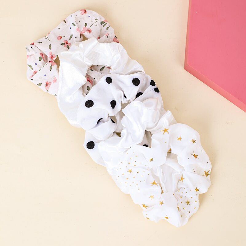 

5pcs Floral Print Scrunchie, Multicolor