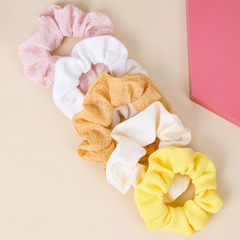

5pcs Solid Scrunchie, Multicolor