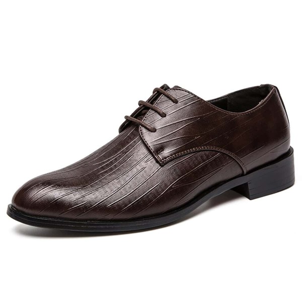 

Men Textured Lace-up Front Dress Shoes, Brown