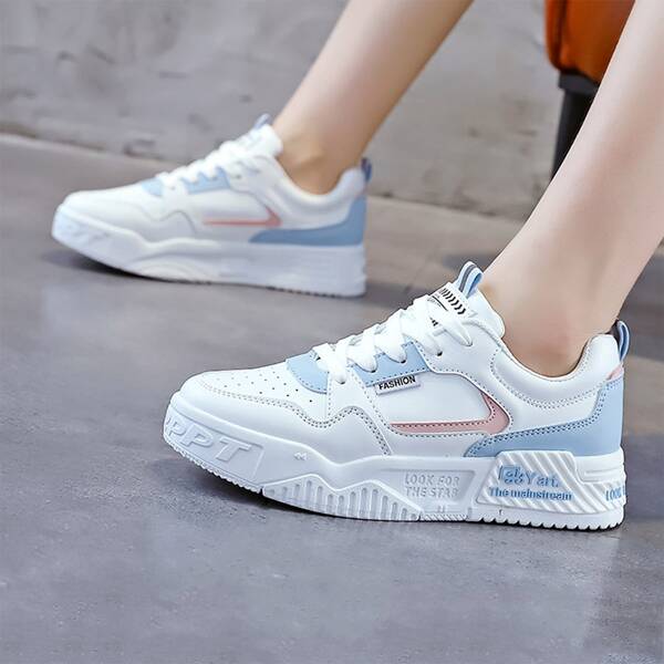 

Colorblock Lace-up Front Letter Graphic Sneakers, Multicolor