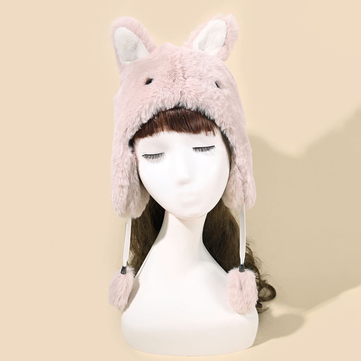 

Fluffy Ear Decor Hat, Pink