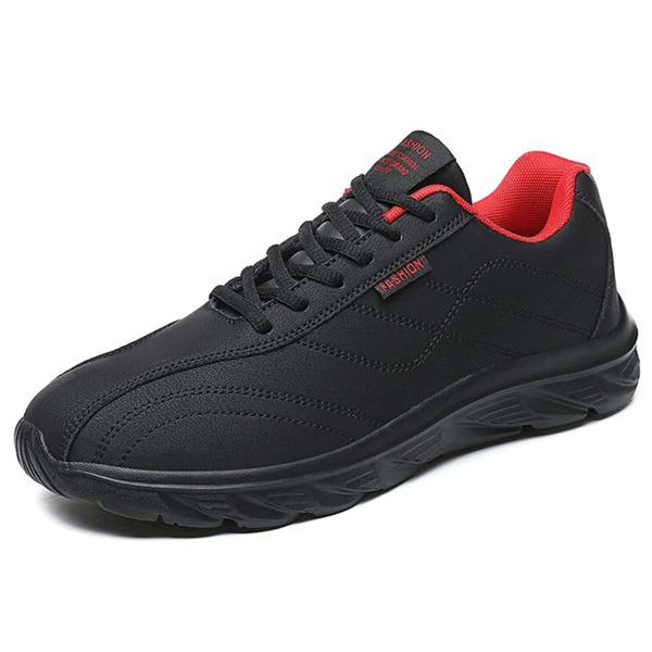 

Men Stitch Detail Letter Patch Lace-up Front Sneakers, Black