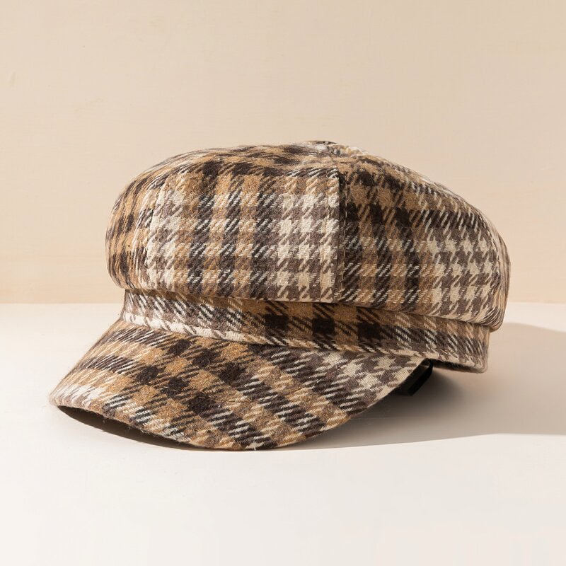 

Plaid Print Baker Boy Cap, Multicolor