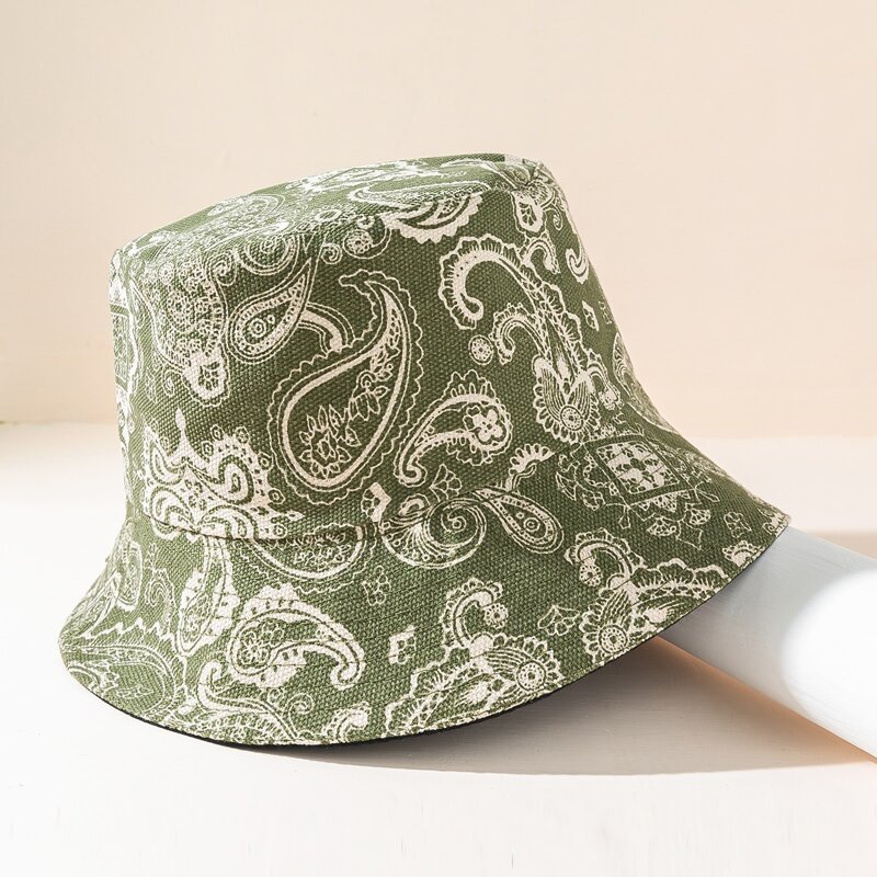 

Paisley Print Bucket Hat, Green