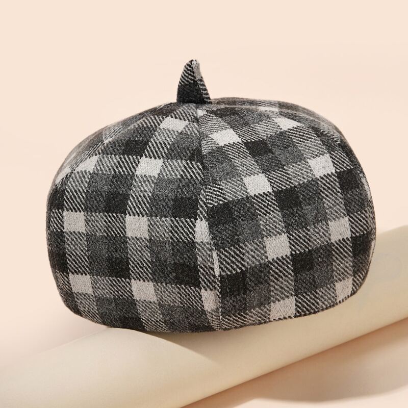 

Plaid Print Beret, Multicolor