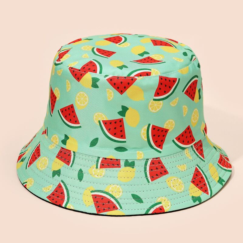 

1pc Watermelon Graphic Reversible Bucket Hat, Multicolor