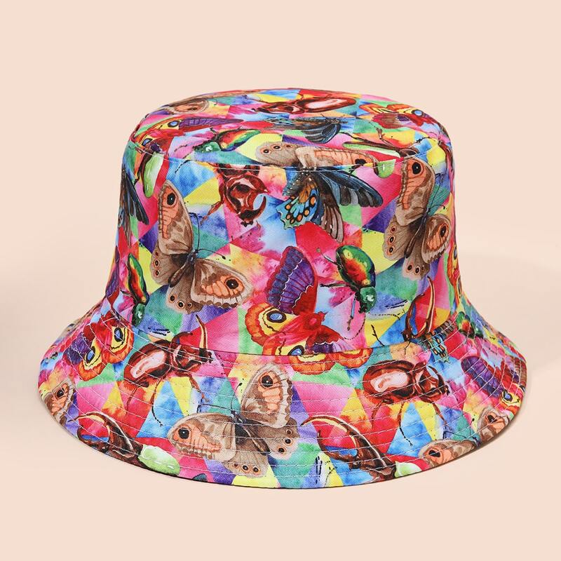 

1pc Butterfly Graphic Bucket Hat, Multicolor