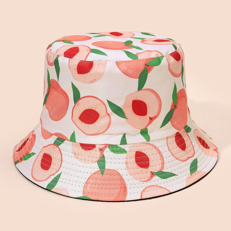 

Peach Print Reversible Bucket Hat, Multicolor