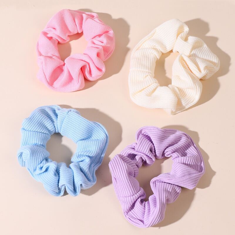

4pcs Solid Scrunchie, Multicolor