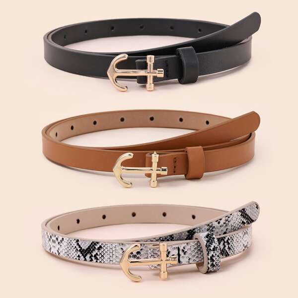 

3pcs Metal Buckle Belt & Punch Tool, Multicolor